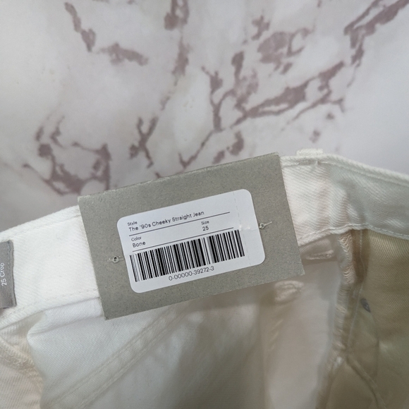 Everlane Jeans Button Fly 90s Cheeky Straight Leg High Rise White Bone Reg - Picture 12 of 13